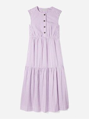 Everlane Lavender Gingham Tiered Sundress